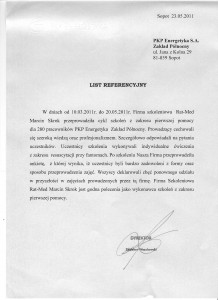 Referencje od PKP Energetyka z Sopotu